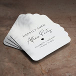 Gelukkig ooit na de Ontvangst van de bruiloft van  Kartonnen Onderzetters<br><div class="desc">Chique papieren onderzetters voor uw huwelijksreceptie en andere feesten na de bruiloft met "Happily Ever After Party" in eenvoudige typografie en een stijlvol modern script,  een hart,  uw namen en ontvangstdatum.</div>