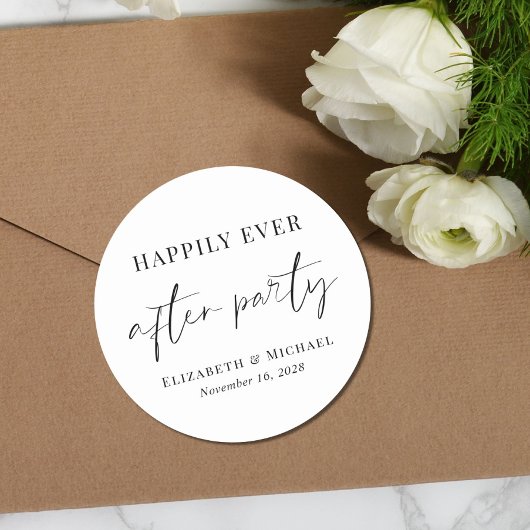 Gelukkig ooit na de Ontvangst van de bruiloft van  Ronde Sticker