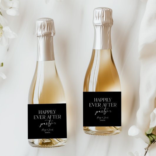 Gelukkig ooit na de Ontvangst van de bruiloft van  Sparkling Wijnetiket