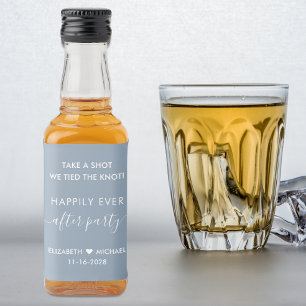 Gelukkig ooit na de ontvangst van een mosterdblauw likeurfles etiket