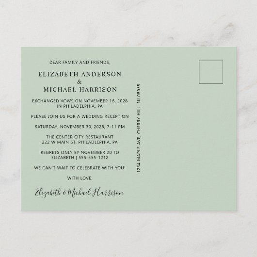 Gelukkig ooit na de ontvangst van het Photo Sage W Uitnodiging Briefkaart (Achterkant)