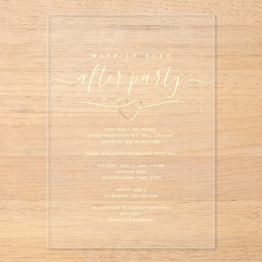 Gelukkig ooit na de Ontvangst van het Weddenschap Acryl Uitnodigingen (Voorkant)