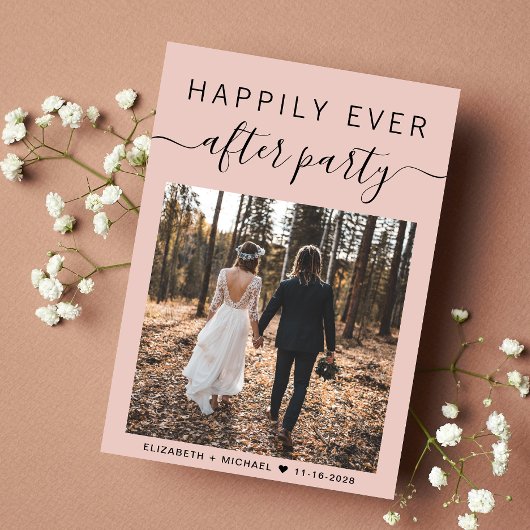 Gelukkig ooit na de partijfoto 'Blush Wedding' Aankondiging
