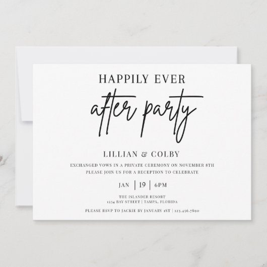 Gelukkig ooit na de party bruiloft receptie uitnod kaart (Voorkant)