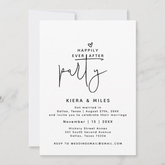 Gelukkig ooit na de receptie van het feest alleen  kaart (Voorkant)