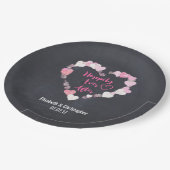 Gelukkig ooit na de roze reuzenhartbruiloft papieren bordje (Gekanteld)