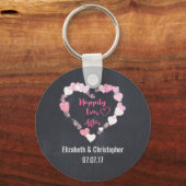 Gelukkig ooit na de roze reuzenhartbruiloft sleutelhanger (Voorkant)