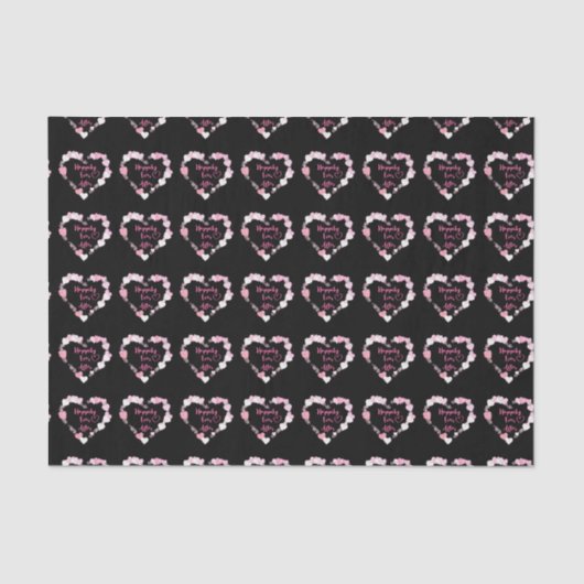 Gelukkig ooit na de roze reuzenhartbruiloft tissuepapier (Voorkant)