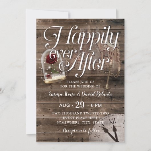 Gelukkig ooit na de Rustic Barn Fairytale bruiloft Kaart (Voorkant)