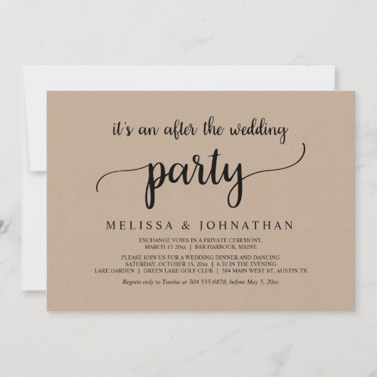 Gelukkig ooit na de Rustic Wedding Elopement Party Kaart (Voorkant)