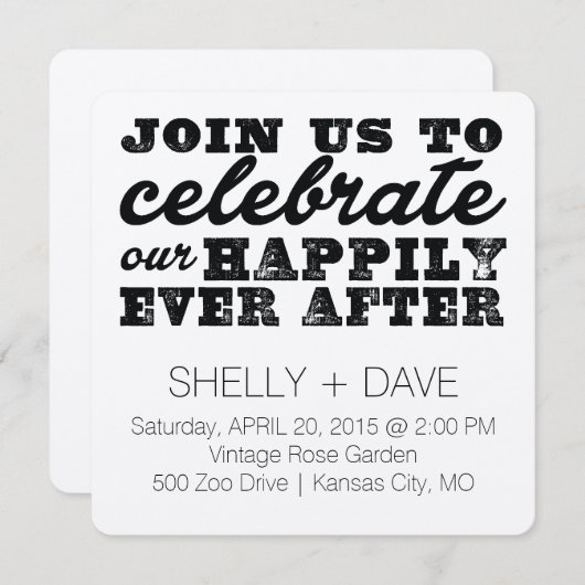 Gelukkig ooit na de uitnodiging van de bruiloft (Voorkant / Achterkant)