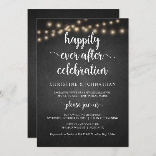 Gelukkig ooit na de viering, Rustic Elopement I Kaart (Voorkant / Achterkant)