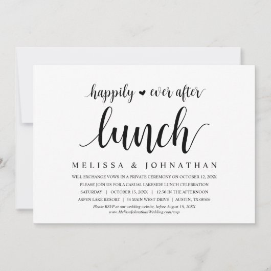 Gelukkig ooit na de weddenschapslunch kaart (Voorkant)