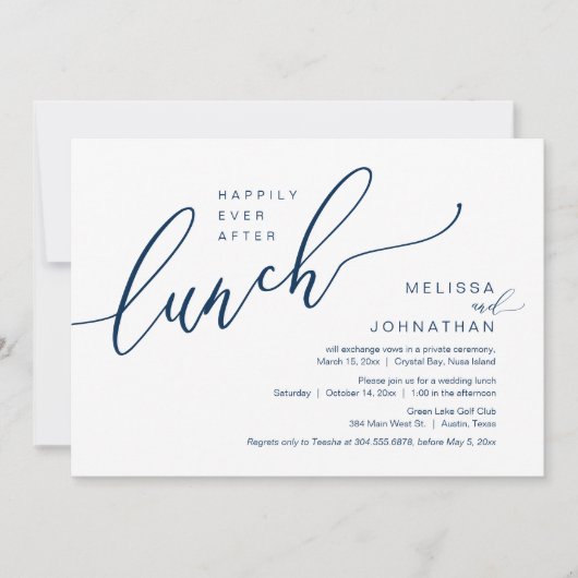 Gelukkig ooit na de weddenschapslunch kaart (Voorkant)