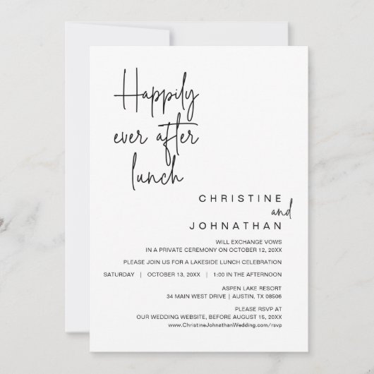 Gelukkig ooit na de weddenschapslunch kaart (Voorkant)