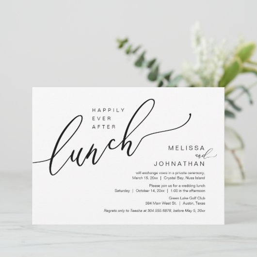 Gelukkig ooit na de weddenschapslunch kaart (Staand voorkant)