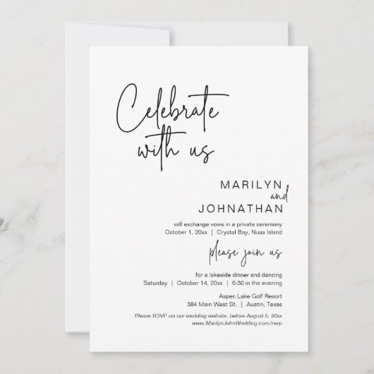 Gelukkig ooit na de wedstrijd Elopement Dinner Par Kaart (Voorkant)