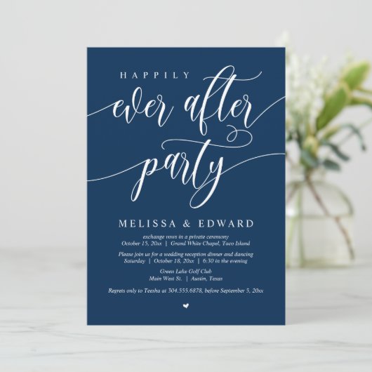 Gelukkig ooit na de wedstrijd Elopement Dinner Par Kaart (Staand voorkant)