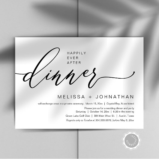 Gelukkig ooit na de wedstrijd Elopement Dinner Par Kaart