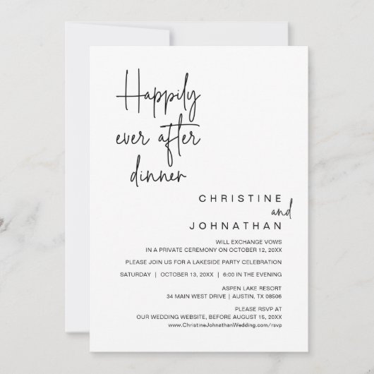 Gelukkig ooit na de wedstrijd Elopement Dinner Par Kaart (Voorkant)