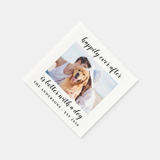Gelukkig ooit na Dog Photo Pet Wedding Servet (Hoek)