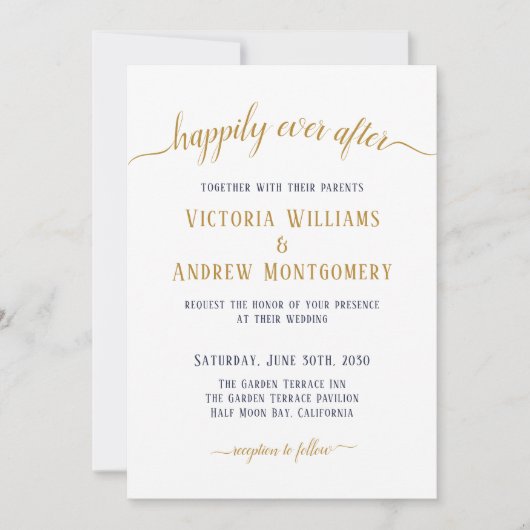 Gelukkig ooit na een gouden marinierweddenschap kaart (Voorkant)