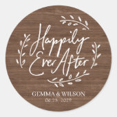 Gelukkig ooit na een persoonlijke bruiloft ronde sticker (Voorkant)