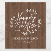 Gelukkig ooit na een persoonlijke bruiloft wijn etiket (Enkel label)