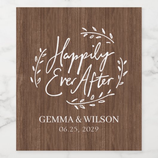 Gelukkig ooit na een persoonlijke bruiloft wijn etiket (Enkel label)