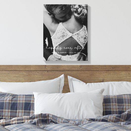 Gelukkig ooit na een schattige foto van een walgel canvas afdruk (Insitu (Slaapkamer))