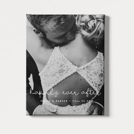 Gelukkig ooit na een schattige foto van een walgel canvas afdruk