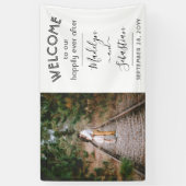 Gelukkig ooit na eenvoudige foto-bruiloft Welkom Spandoek (Verticaal)