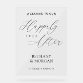 Gelukkig Ooit na Elegant Script Wedding Acryl Bord (Voorkant)