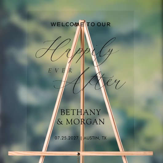 Gelukkig Ooit na Elegant Script Wedding Acryl Bord (Neutraal)