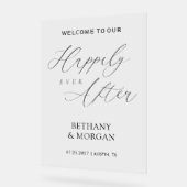 Gelukkig Ooit na Elegant Script Wedding Acryl Bord (Hoek)