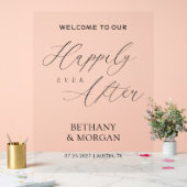Gelukkig Ooit na Elegant Script Wedding Acryl Bord (Huwelijk)