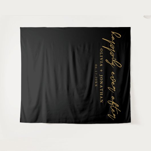 Gelukkig Ooit na Elegant Script Wedding Backdrop Wandkleed (Voorkant (horizontaal))