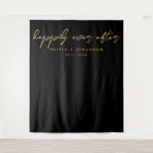 Gelukkig Ooit na Elegant Script Wedding Backdrop Wandkleed (Voorkant)