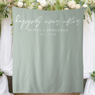 Gelukkig Ooit na Elegant Script Wedding Backdrop Wandkleed