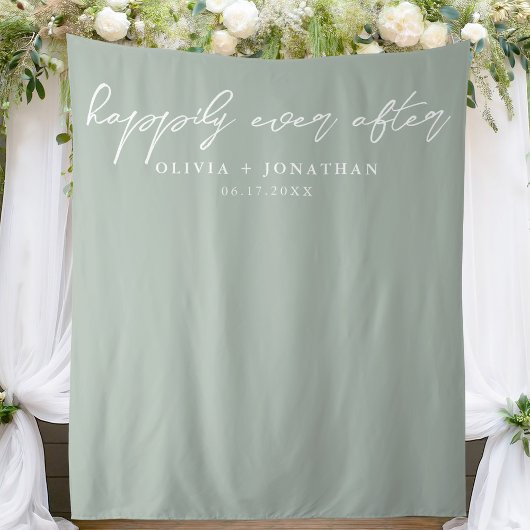 Gelukkig Ooit na Elegant Script Wedding Backdrop Wandkleed