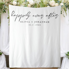 Gelukkig Ooit na Elegant Script Wedding Backdrop Wandkleed