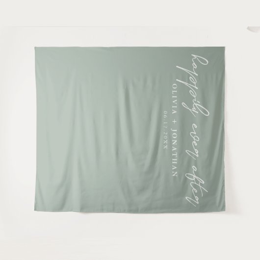 Gelukkig Ooit na Elegant Script Wedding Backdrop Wandkleed (Voorkant (horizontaal))