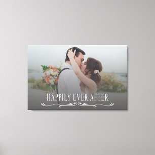 Gelukkig ooit na Elegant Script Wedding Photo Canvas Afdruk