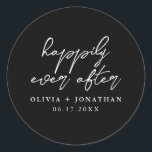 Gelukkig Ooit na Elegant Script Wedding Ronde Sticker<br><div class="desc">Gelukkig ooit na Elegant Script Wedding Stickers</div>