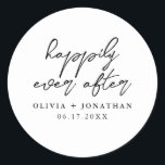 Gelukkig Ooit na Elegant Script Wedding Ronde Sticker<br><div class="desc">Gelukkig ooit na Elegant Script Wedding Stickers</div>