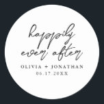 Gelukkig Ooit na Elegant Script Wedding Ronde Sticker<br><div class="desc">Gelukkig ooit na Elegant Script Wedding Stickers</div>