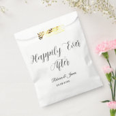 Gelukkig ooit na Elegant Witte Manuscript Naam Bedankzakje (Gezegeld)