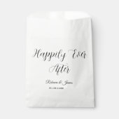 Gelukkig ooit na Elegant Witte Manuscript Naam Bedankzakje (Voorkant)