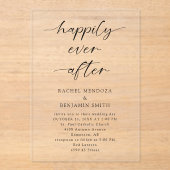 Gelukkig ooit na elegante bruiloft Minimal Simple Acryl Uitnodigingen (Voorkant)