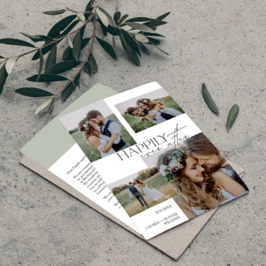 Gelukkig ooit na elegante foto moderne bruiloft aankondiging